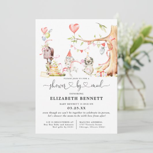 Spring Woodland Animals Baby shower per mail (Staand voorkant)
