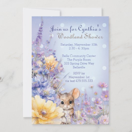 Spring Woodland Douche uitnodiging (Achterkant)