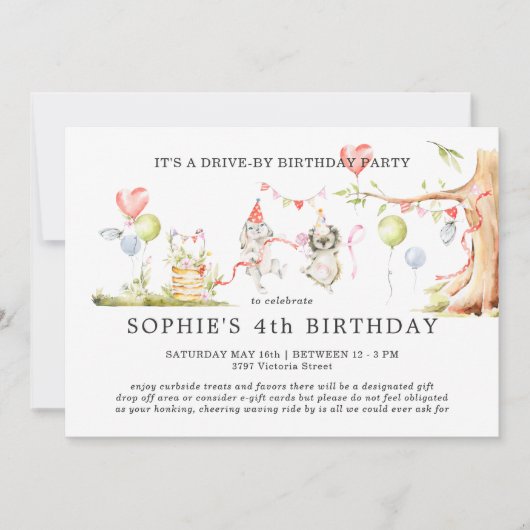 Spring Woodland | "drive-by-day"-uitnodiging Kaart (Voorkant)