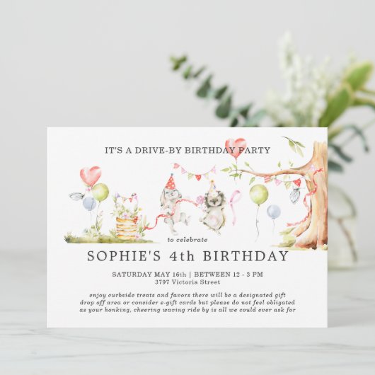 Spring Woodland | "drive-by-day"-uitnodiging Kaart (Staand voorkant)