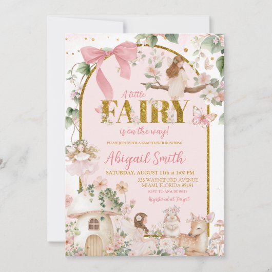 Spring woodland fairy baby shower invitation kaart (Voorkant)