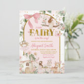 Spring woodland fairy baby shower invitation kaart (Staand voorkant)