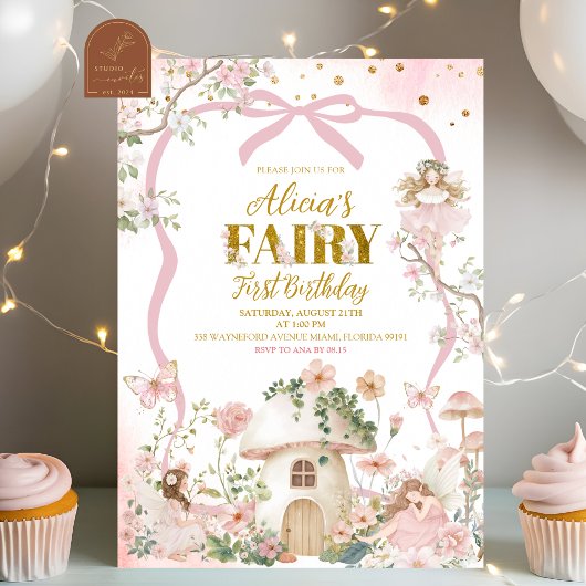 Spring woodland fairy first birthday  kaart