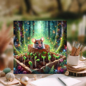 Spring Woodland Mouse Blooming zaailingen Pasen Feestdagenkaart