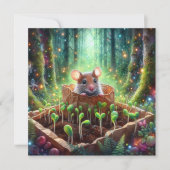 Spring Woodland Mouse Blooming zaailingen Pasen Feestdagenkaart (Voorkant)