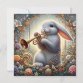 Spring Woodland muzikant paashaas fantasy kunst Feestdagenkaart (Voorkant)