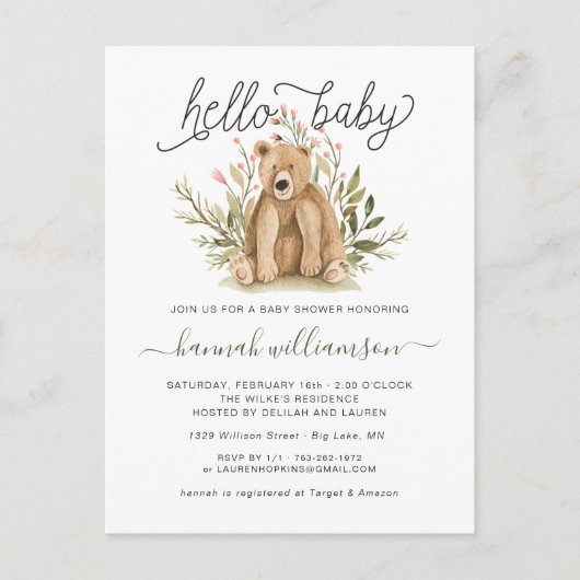 Spring Woodland | Uitnodiging tot Baby shower (Voorkant)