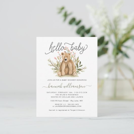Spring Woodland | Uitnodiging tot Baby shower (Staand voorkant)