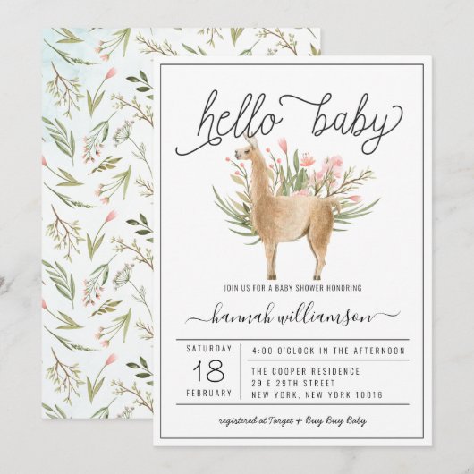 Spring Woodland | Uitnodiging tot Baby shower (Voorkant / Achterkant)