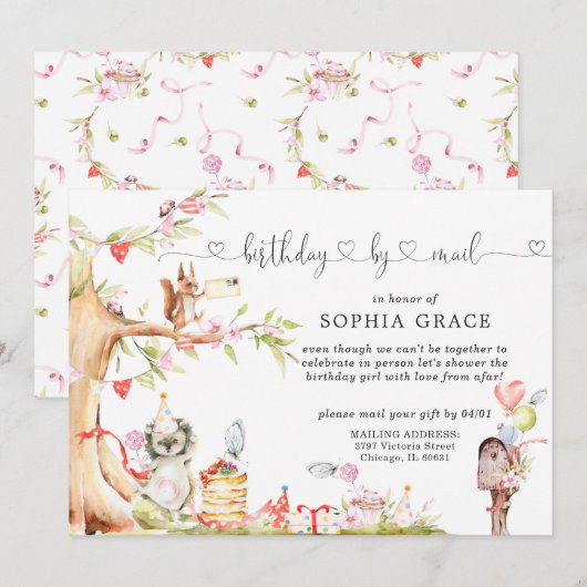 Spring Woodland | Verjaardag per e-mail uitnodigin Kaart (Voorkant / Achterkant)