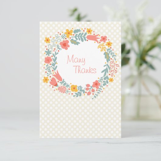Spring Wreath Bedankt Notecard Kaart (Staand voorkant)