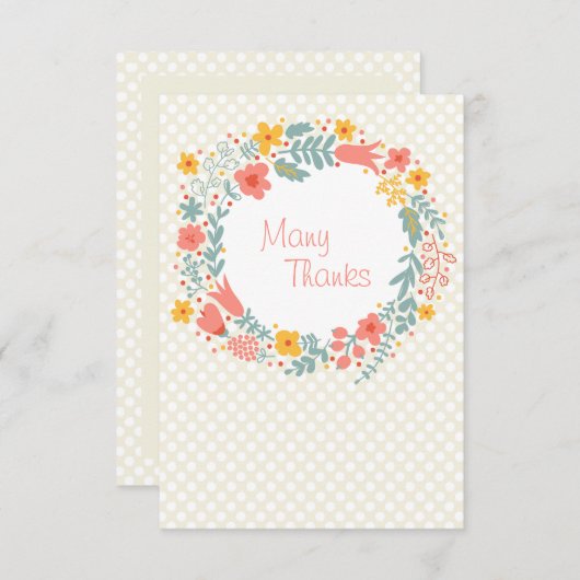 Spring Wreath Bedankt Notecard Kaart (Voorkant / Achterkant)