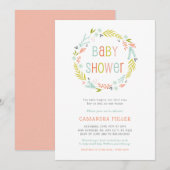 Spring Wreath Girl Baby shower Kaart (Voorkant / Achterkant)