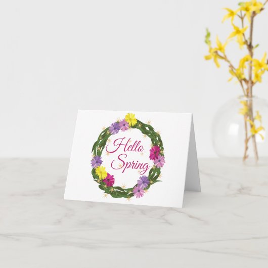 Spring Wreath Kaart (Gele Bloem)