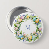 Spring Wreath Pastel Decorated Eieren Pasen Ronde Button 7,6 Cm (Voorkant /achterkant)