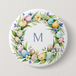Spring Wreath Pastel Decorated Eieren Pasen Ronde Button 7,6 Cm