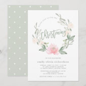 Spring Wreath | Waterverf Floral Christening Kaart (Voorkant / Achterkant)