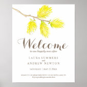 Spring yellow catkins bruiloft welkom poster (Voorkant)