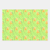Spring Yellow Daffodil Bloemgroen Blauw Inpakpapier Vel (Voorkant 3)
