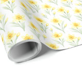 Spring Yellow Daffodil Floral Wrapping Paper Cadeaupapier (Rol Hoek)