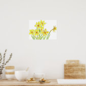Spring Yellow Daffodil Garden Waterverf Tekening Poster (Keuken)
