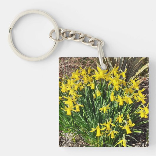 Spring Yellow Daffodils AcrylKey Ring Sleutelhanger (voorkant)
