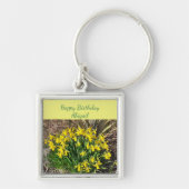 Spring Yellow Daffodils Birthday Sleutelhanger (Voorkant)