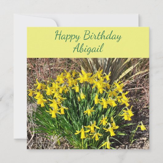 Spring Yellow Daffodils Flat Birthday Card Kaart (Voorkant)