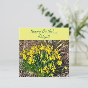 Spring Yellow Daffodils Flat Birthday Card Kaart