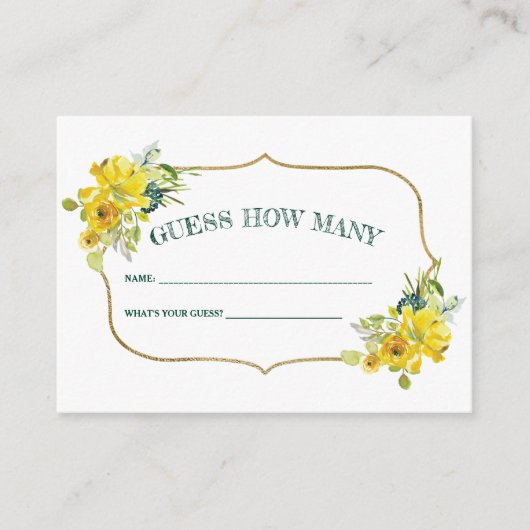 Spring Yellow Floral Vrijgezellenfeest Raad eens h Informatiekaartje (Voorkant)