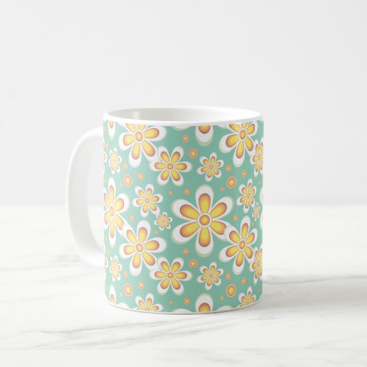 Spring Yellow Flowers on Green Koffiemok (Voorkant links)