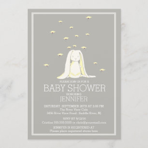 Spring Yellow Neutral Bunny Baby shower Kaart