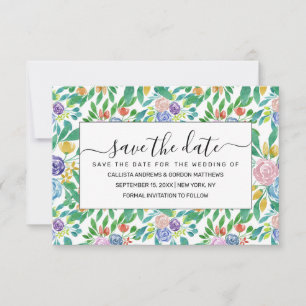 Spring Yellow Pink Oranje Green Floral Waterverf Save The Date