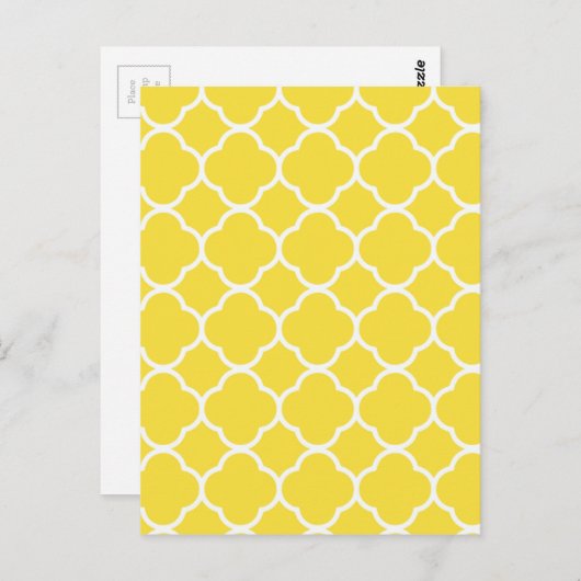Spring Yellow Quatrefoil Briefkaart (Voorkant / Achterkant)