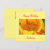 Spring Yellow Tulip Flat Verjaardag Kaart (Voorkant / Achterkant)