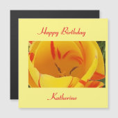 Spring Yellow Tulip Magnetische Verjaardag Kaart (Voorkant / Achterkant)