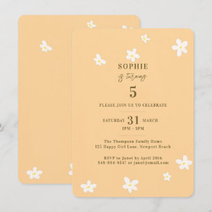 Spring Yellow White Daisies Girl Birthday Party Kaart