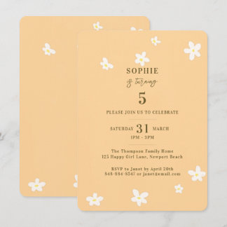 Spring Yellow White Daisies Girl Birthday Party Kaart