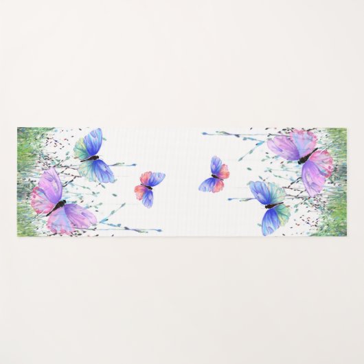 Spring Yoga Mat Colorful Butterflies vliegen (Voorkant (horizontaal))