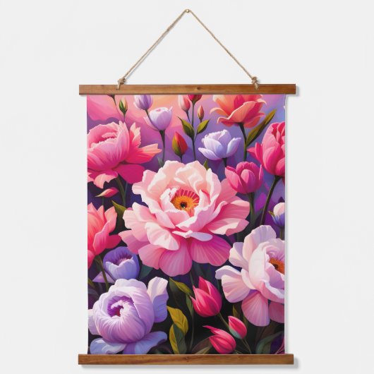 Spring Zen Sunrise Pink Blossom Garden Hangend Wandkleed (Voorkant)