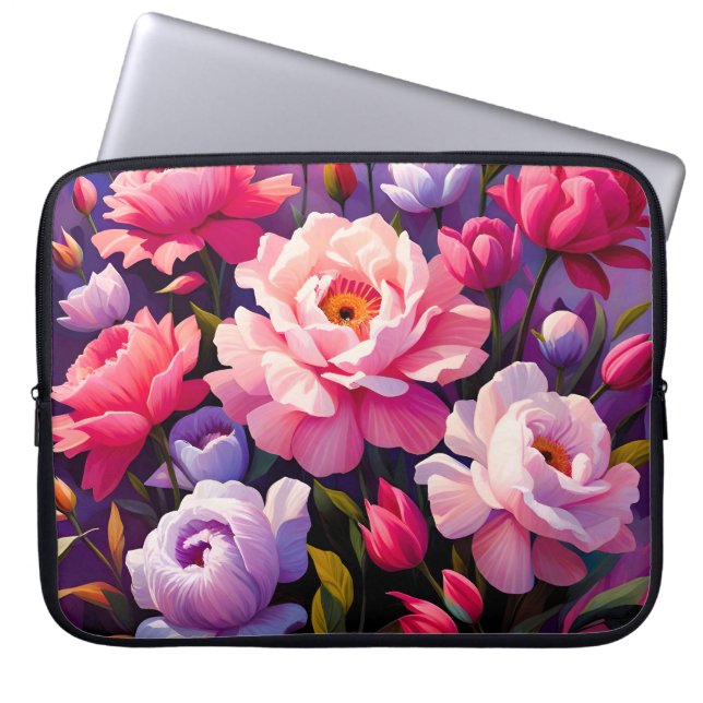 Spring Zen Sunrise Pink Blossom Garden  Laptop Sleeve (Voorkant)