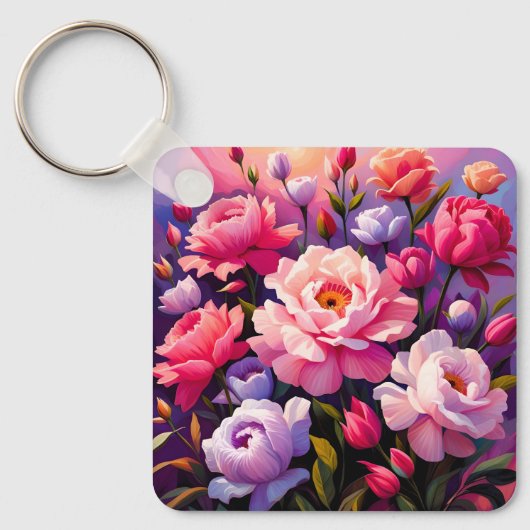 Spring Zen Sunrise Pink Blossom Garden Sleutelhanger (Voorkant)