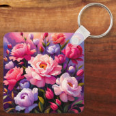 Spring Zen Sunrise Pink Blossom Garden Sleutelhanger (Achterkant)