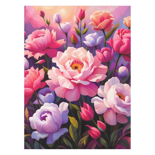 Spring Zen Sunrise Pink Blossom Garden  Tafelkleed (Voorkant)