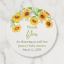 Spring Zonnebloem Bloemen Baby shower Favor Tags