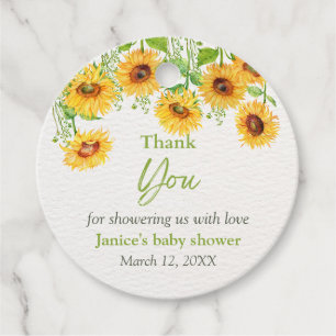 Spring Zonnebloem Bloemen Baby shower Favor Tags Bedankjes Labels