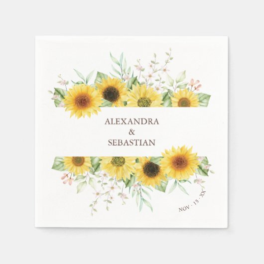 Spring Zonnebloem bruiloft servetten (Voorkant)