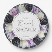 Spring zwart en wit tulpen Vrijgezellenfeest Papieren Bordje (Voorkant)