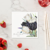 Spring zwart en wit tulpen Vrijgezellenfeest Servet (Insitu)