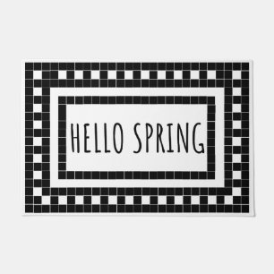 Spring zwart-wit Tegel Design Deurmat
